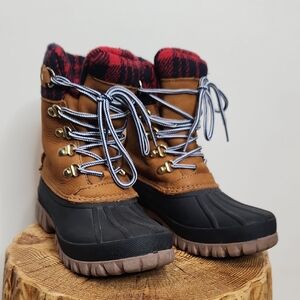 J.Crew Classic Duck Boots - Plaid Flannel Trim, Hiker Lace-Up - Women's Size 6